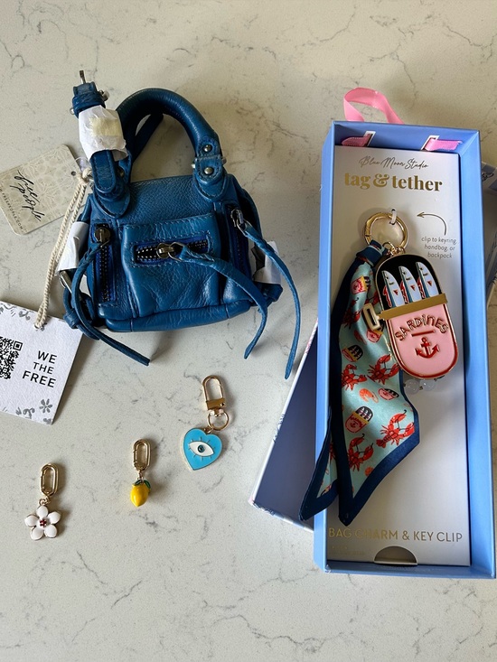 Free People Accessories - New FREE PEOPLE We The Free Micro Emerson Bag Charm Bundle / Santorini Blue